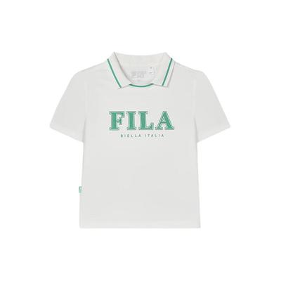 Color Block Short Sleeve Polo Shirt Women Tops Cloud-White F11W419104F-WT