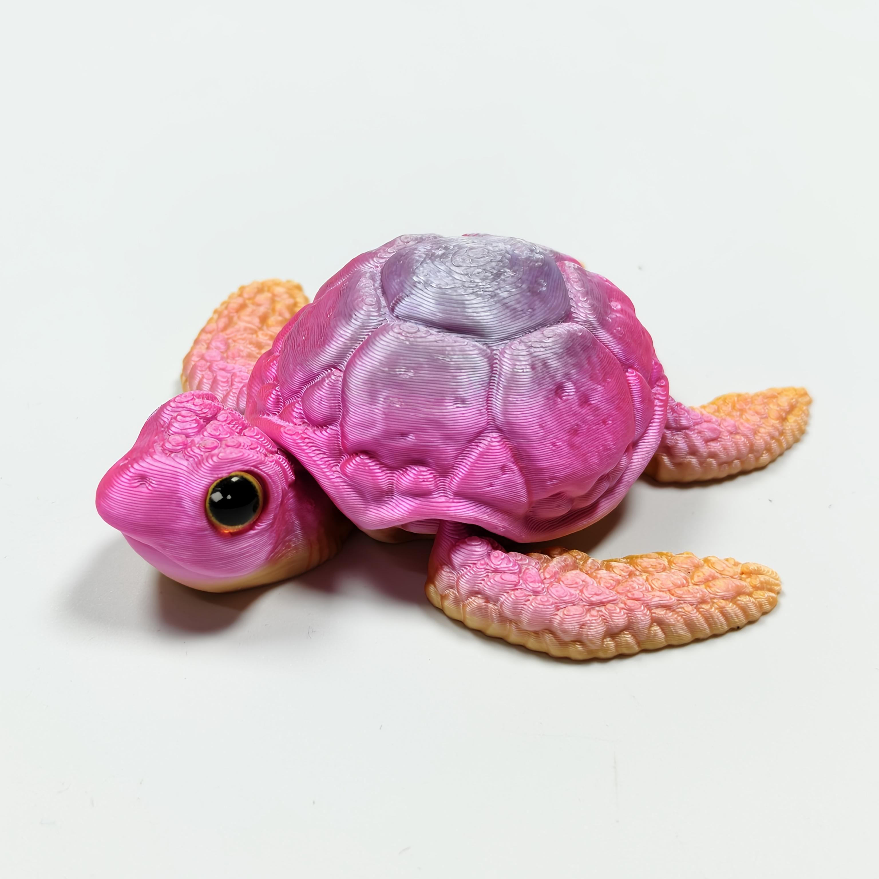 

3D Printed Colorful Sea Turtle Model Tortoise Status Flexible Joint Home Office Decor Stress Relief Toy for Autism Fidget Toys розовый