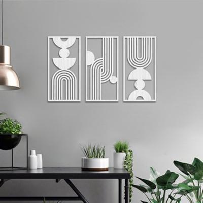Duża Boho Drewniana Sztuka Ścienna Nowoczesny Pusty Panel Dekoracja Ścienny w Stylu Bohemian Minimalistyczne Geometryczne Abstrakcyjne Dzieło Sztuki do Jadalni Salonu Sypialni