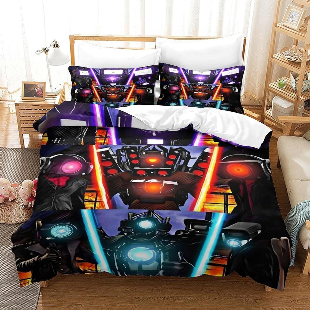 Skibidi Toilet Cartoon Bedding Sets Exquisite Bed Supplies Set Duvet Cover Bed Comforter Set Bedding Set Children Birthday Gift