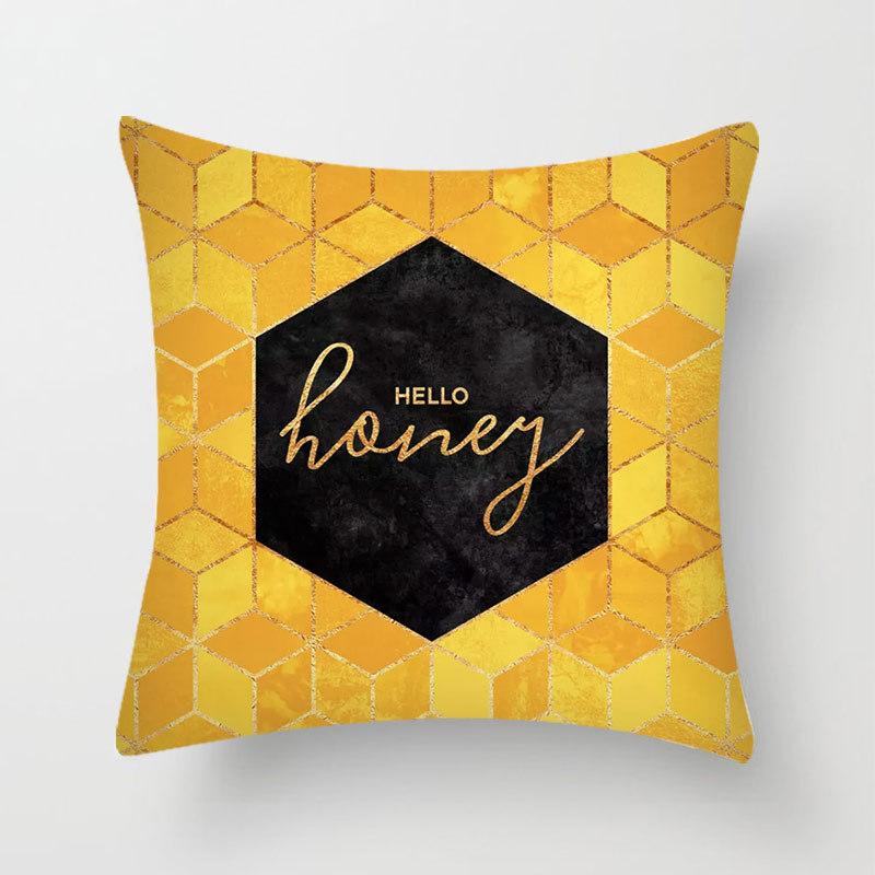 Modern Simple Cartoon Yellow Printed Pillowcase Bedroom Bedside Pillowcase Peach Skin Pillowcase