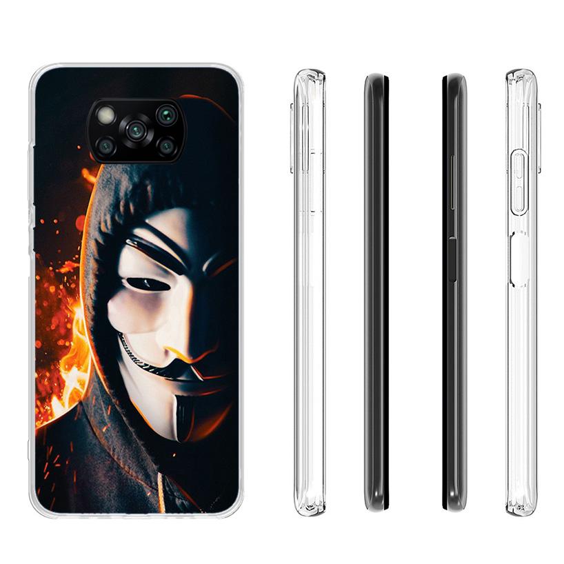 Anonymous V for Vendetta Mask Phnoe Case for Xiaomi Poco X5 X6 X7 Pro X4 Gt F7 Ultra M8 M7 Redmi 15C 15 13C 13 12C 12 Unique Cov