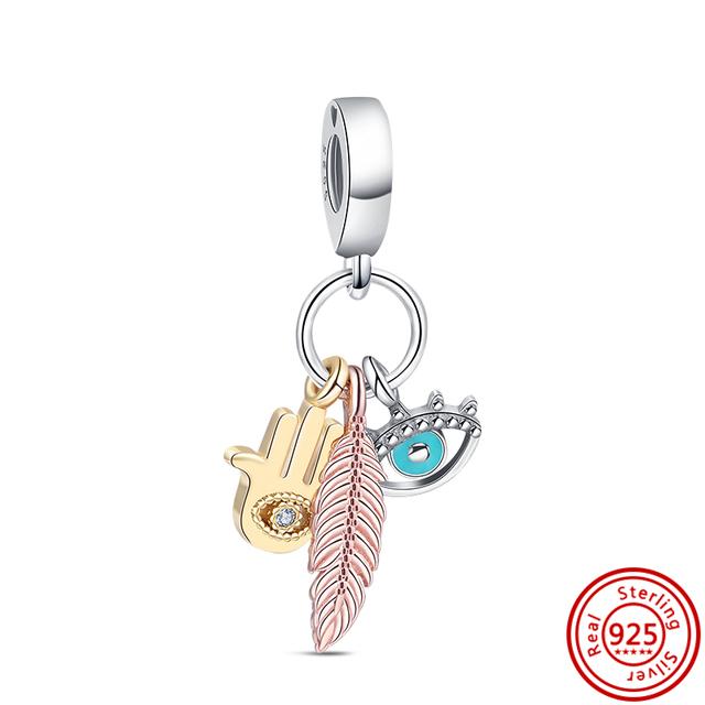 92 Style Pendant Paw Prints Butterfly Hearts Wings Snowflakes Shiny Beads Fit Charm Bracelet 925 Silver Jewelry