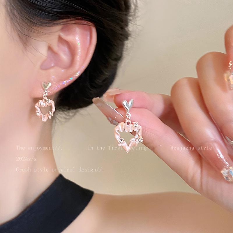 Damen Rosa Schleife Perlenstecker - 2025 Sommer Nischendesign