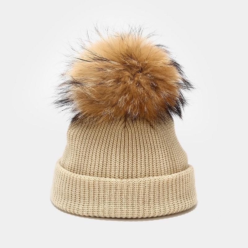 Knitted Hat For Kids Winter Warmth With Plush Ball Decoration For Outdoor Play