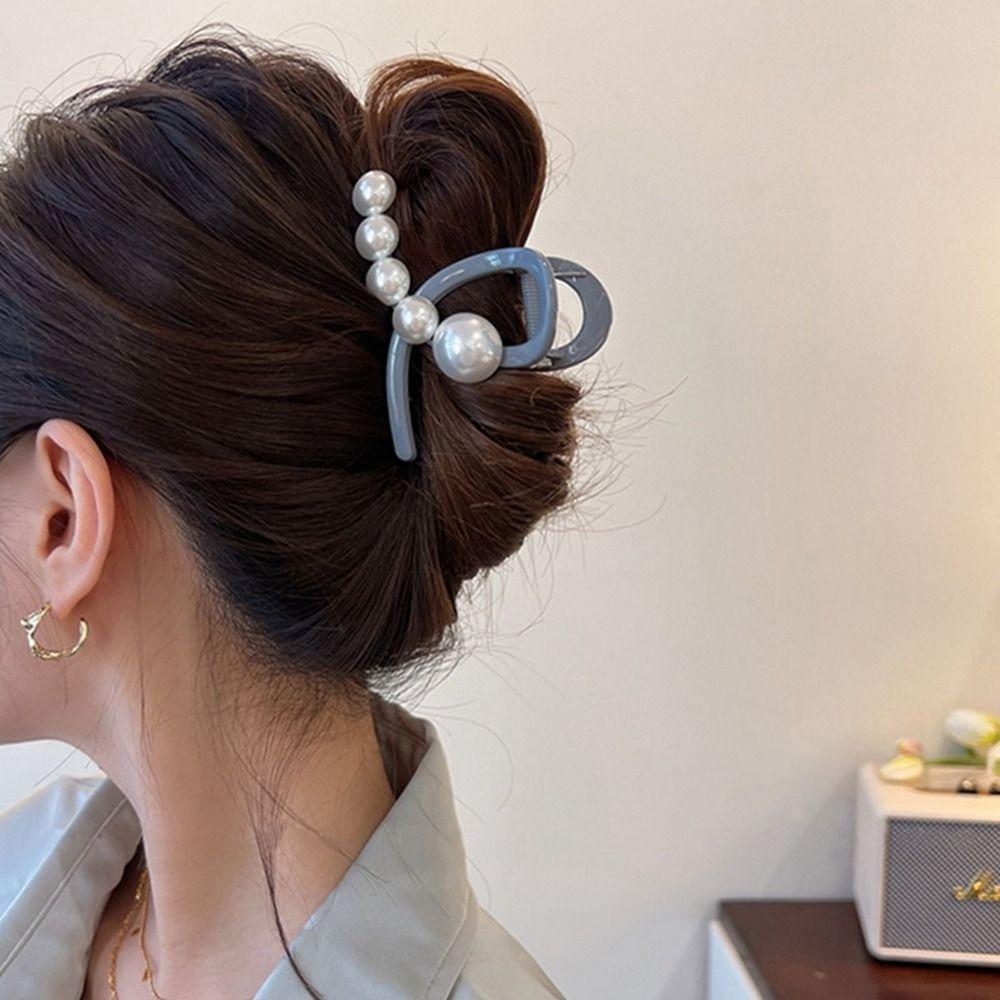 

Clip Cross Hairpin Plastic Hair Clip Female Hair Accessories Pearl Hair Claw Korean Style Headwear зелёный