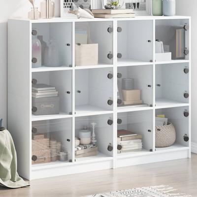 Vidaxl Biblioteczka Z Drzwiczkami, Biała, 136X37X109 Cm