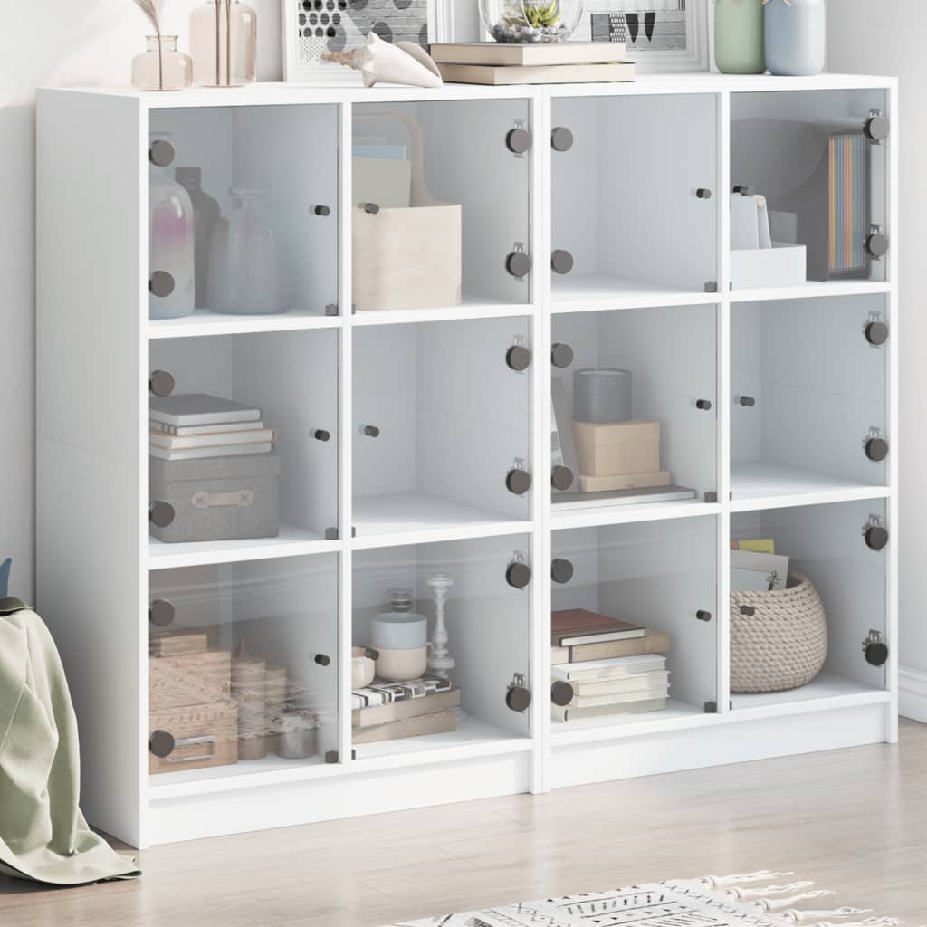 Vidaxl Biblioteczka Z Drzwiczkami, Biała, 136X37X109 Cm