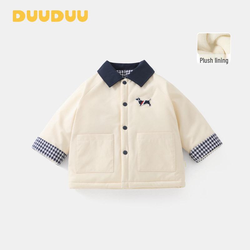 DUUDUU 2025 New Style Infant & Toddler Jacket - Fleece-Lined Korean Style Cotton Coat for Baby Boys
