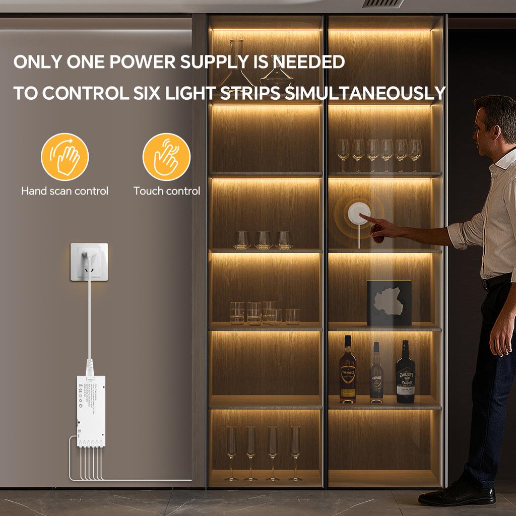 Under Cabinet LED Light COB LED Strip Neon Tape With Dimmable Touch Sensor For Closet Shelf Showcase Acoustic Wall Panel Decor