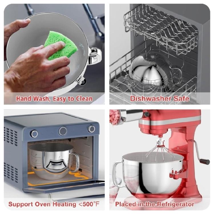 Stainless Steel Dough Mixer Bowl Dishwasher Safe Stand Mixer Bowl Mixing Bowl