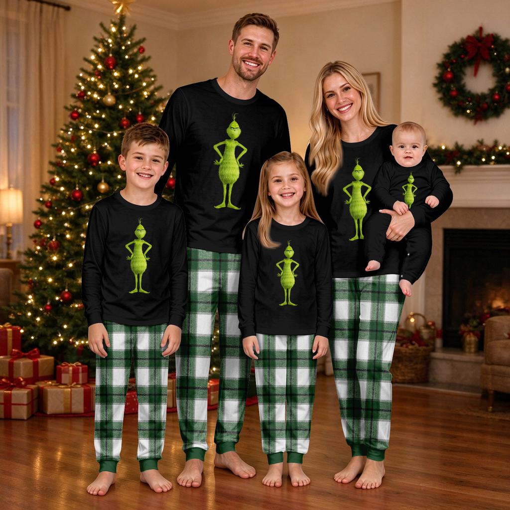 Christmas Print Round Neck Top and Jogger Pants Set Two Piece Casual Holiday Outfit