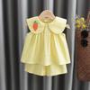 Baby Sets Girl Summer Clothing Cute Fruit Cotton Girls Plaid Sweet Princess 2pcs Suit Childrens Clothing Kids Vestidos