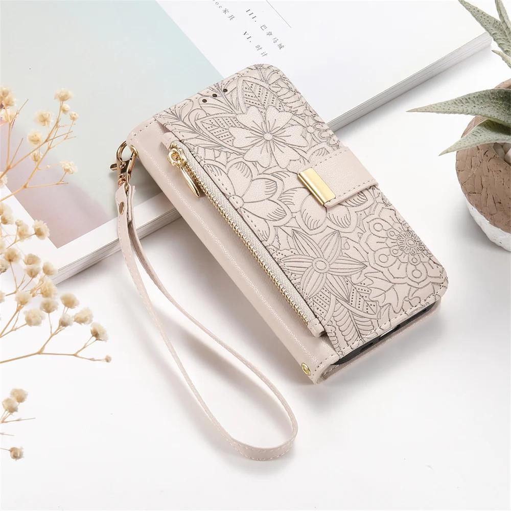Wrist Strap Flip Wallet Card Slot Phone Case For Samsung Galaxy S25 Edge Ultra S24 FE A06 A16 A26 A56 A36 A55 A35 A25 A15 A05 5G