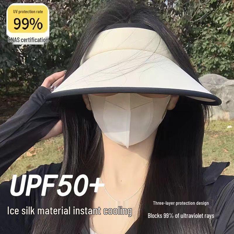 Summer Women's Open-Top Ice Silk Sun Hat: Foldable, UV Protective, Fashionable Wide Brim