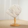 Retro colored silk mixed thread stacked knitted hat women's stripe loose knitted cold hat showing face small headgear wool hat