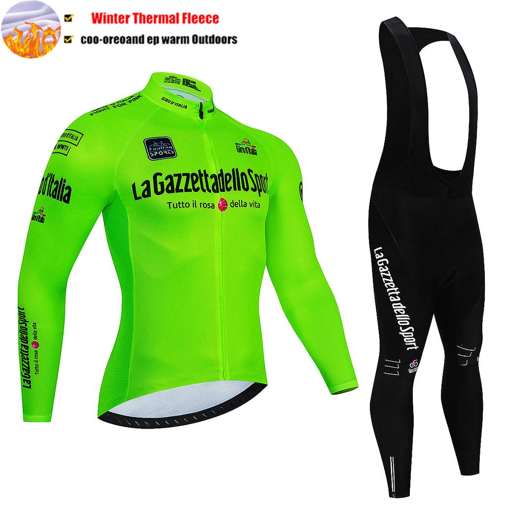 2025 Tour De Giro D'ITALIA Cycling Jersey Set Winter Thermal Fleece Long Sleeve Cycling Clothing MTB Bike Clothes Cycling Suit