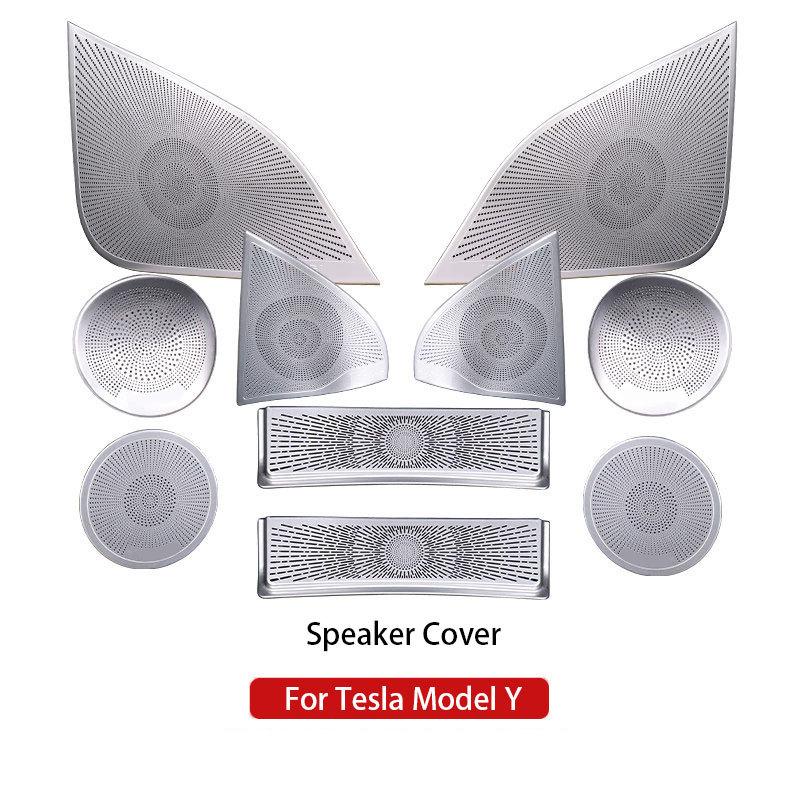 For Tesla Model Y 20-24 Car Audio Speaker Cover Interior Trim Sticker Door Loudspeaker Cover Under Seat Outlet Vent Trim