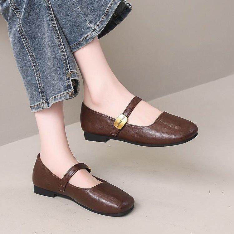 Fashion Versatile Small Leather Shoes Women's Retro Mary Jane Shoes 2026 Spring and Autumn New Low-heeled Soft-soled PU Commuter Shoes