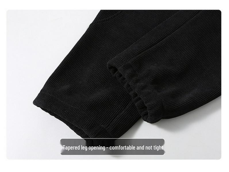 Men's Plus Size Cotton Fleece Pants: Spring/Autumn Straight-Leg Loose Fit for Casual Sportswear