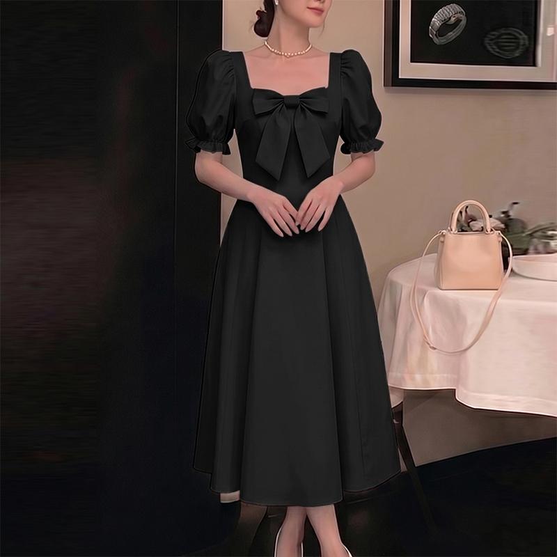 ZANZEA Women Elegant Square Collar Casual Short Sleeve Long Dress
