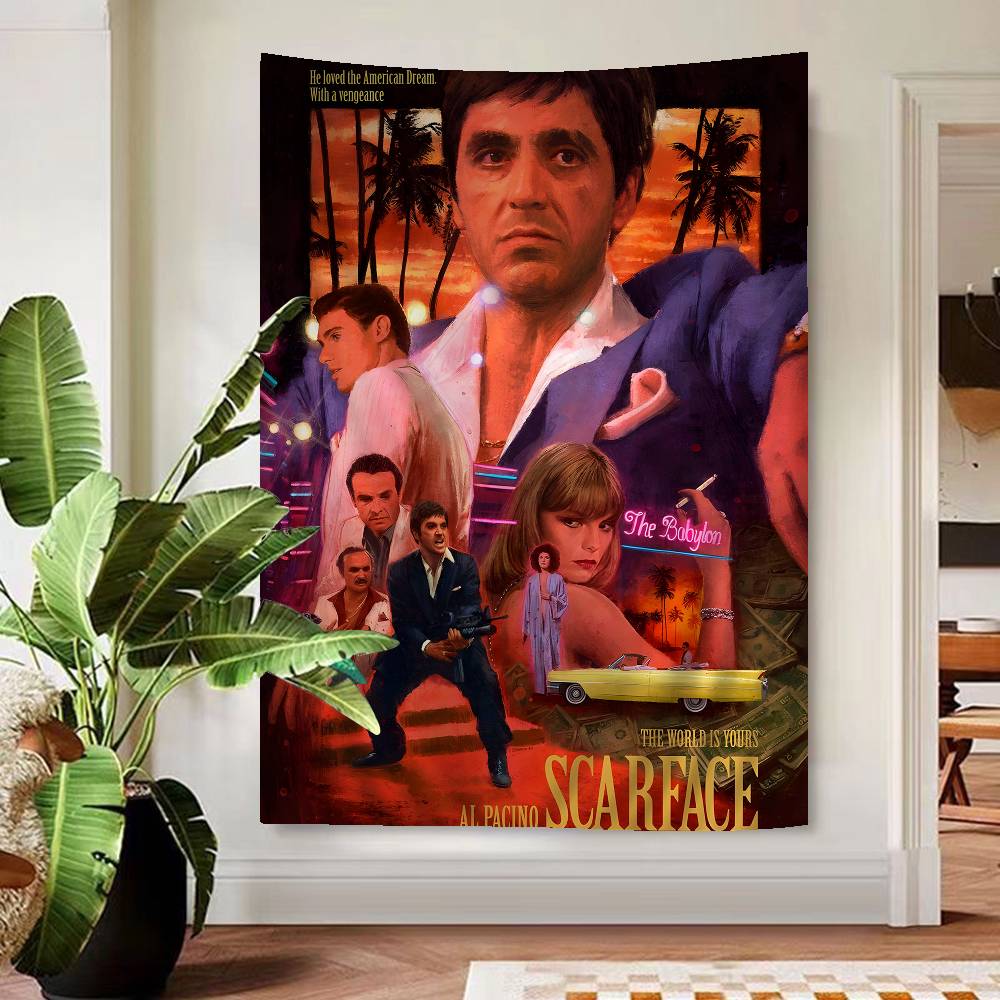 Retro Sscarface Film Cartoon Tapestry Art Science Fiction Room Home Decor Art Home Decor