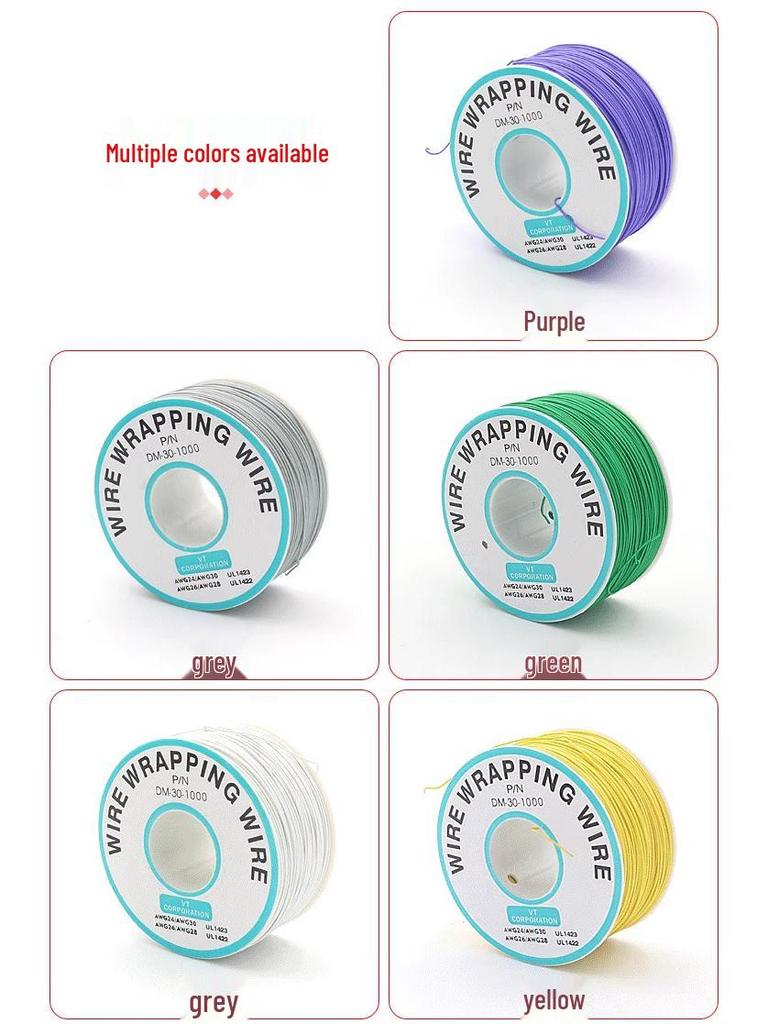 Color-Coded Single Core Tinned Copper Jumper Wires - 8 Colors for Circuit Boards