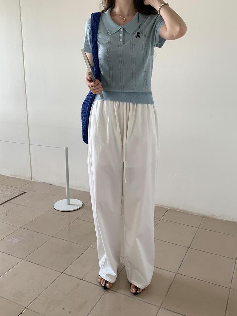 Vision Women's White High-Waist Wide Leg Pants - Spring 2026 Korean Style, Slimming & Versatile Casual Wear