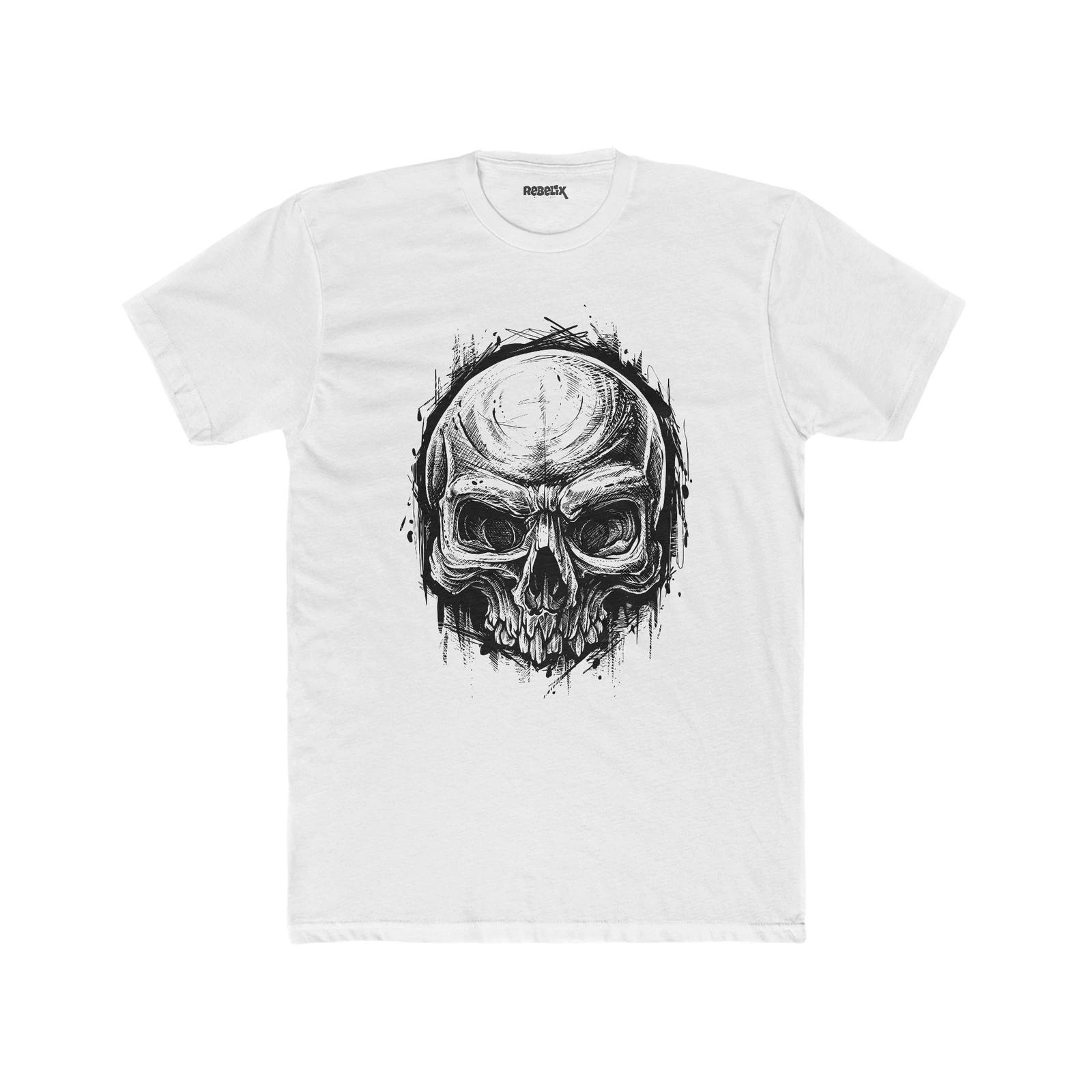 Skull Ink Drawing :: High quality Men s Cotton Crew Tee L
