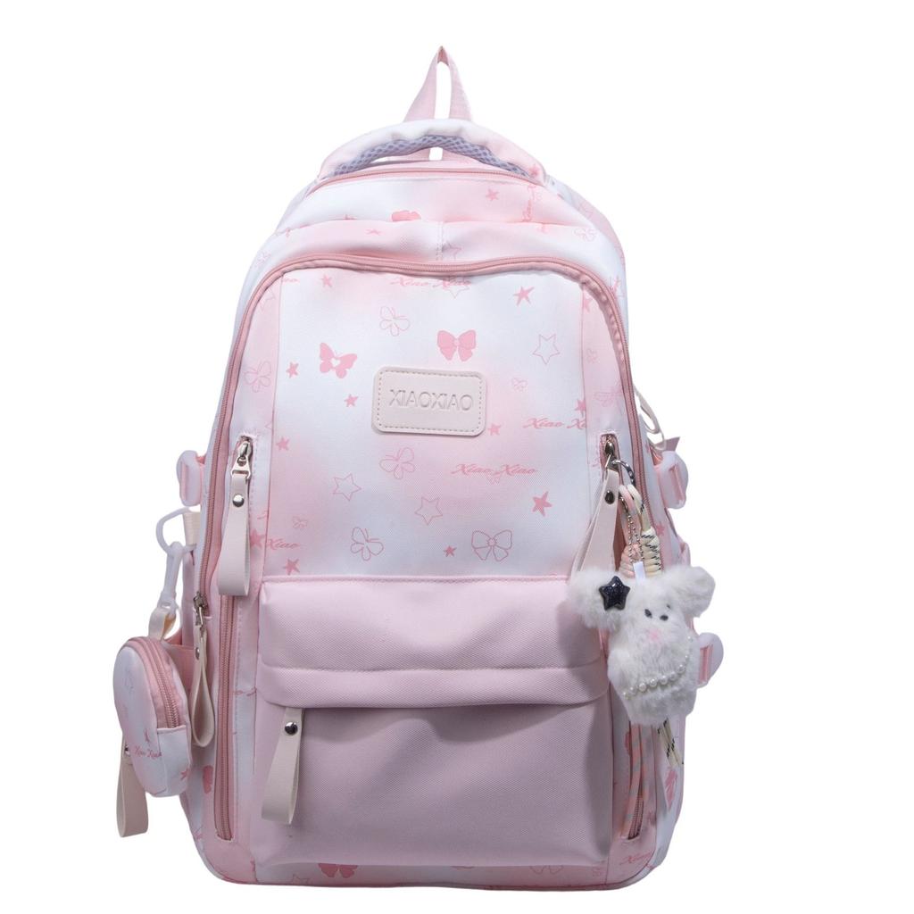Schoolbag high value Japanese cute double backpack female small fresh Mori school bag lightweight simple large capacity backpack