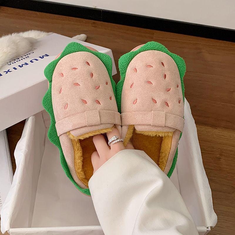 

Женские пушистые тапочки-гамбургеры - Теплые, нескользящие, на толстой хлопковой подошве для осени/зимы 38/39 (fits 37/38) розовый