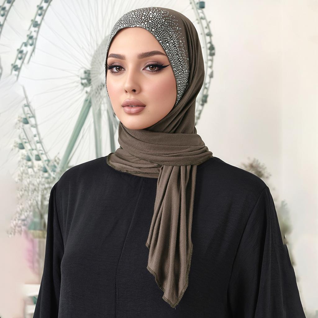 Diamant-Modal-Jersey-Hijab-Dreiecksschal für Frauen, muslimische Hijab-Schals, weiche Tücher für Damen, einfarbig, islamisches Stirnband, Turban