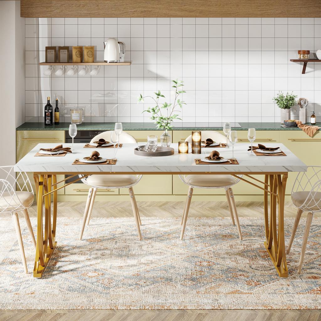 Tribesigns Modern Dining Table for 6 People, Living Room Table, 160 X 80 X 75 Cm, Rectangular Kitchen Table, Dining Table
