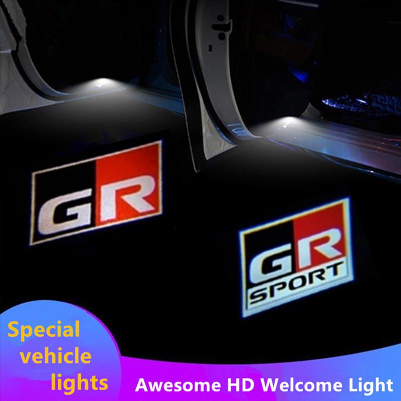 LED Car Door Welcome Laser Projector GR SPORT Logo Ghost Shadow Lights for Toyota GR YARIS Sports CROWN COROLLA REIZ Accessories