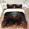 3pcs Lion Fantasy Artwork Bedding Set - 1 Duvet Cover + 2 Pillowcases(Core Not Included), Machine Washable Polyester, All-Season Comfort, Be
