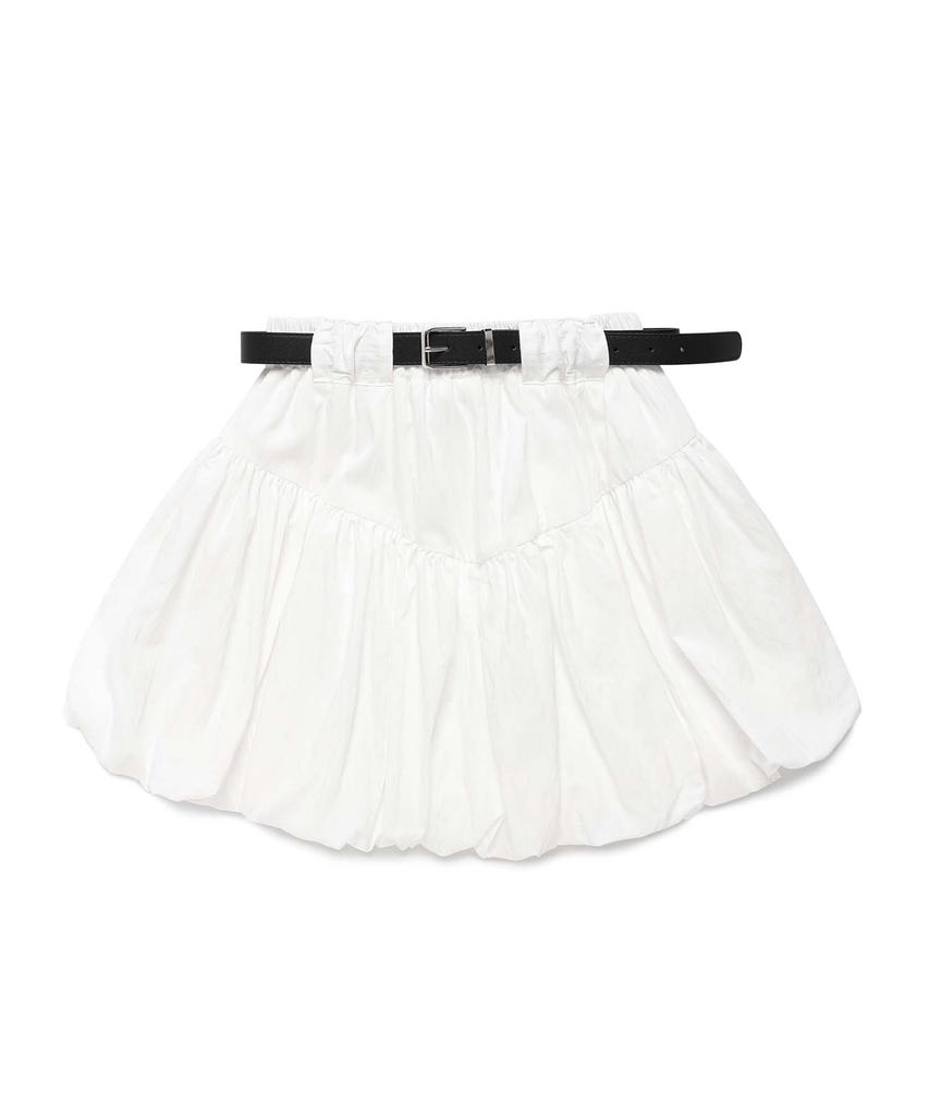 PLUNASTUDIO Balloon Mini Skirt Belt Set White