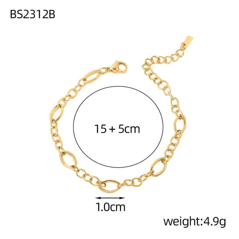 CARLIDANA Fashion Stainless Steel Gold Plated Paper Clip Bracelets Women Men Cuban Link Mesh Chain Bracelet Simple Jewelry