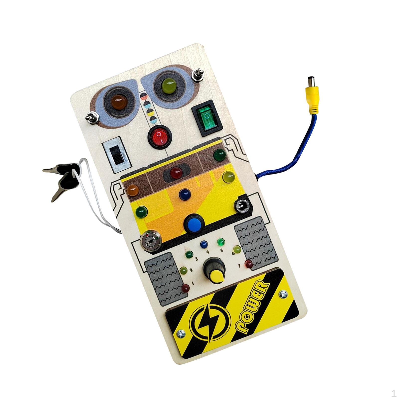 

Переключатель освещения, доска для занятий, игрушка Монтессори, деревянная панель управления, базовые двигательные навыки для детей от 3 лет и старше Robot