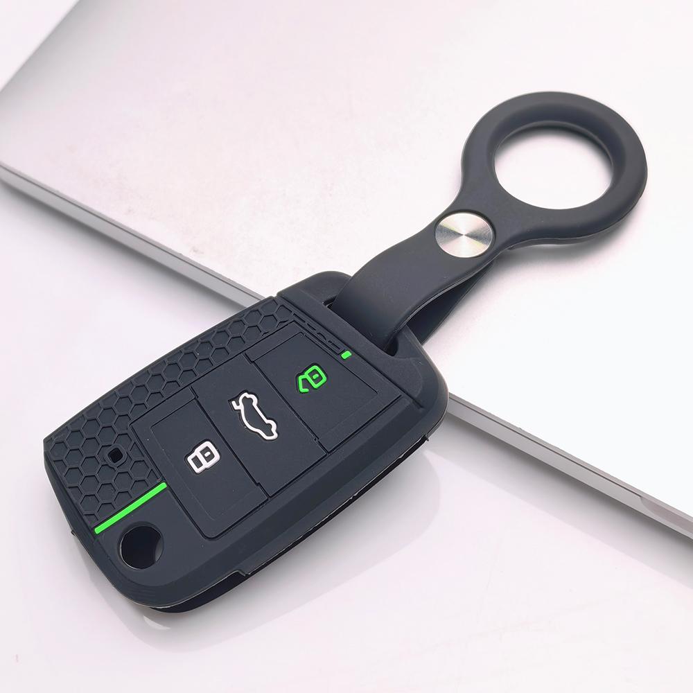 Key Fob Cover for VW Golf Tiguan Passat Polo Octavia A7 Mk7 Mk2 B8 with Keychain Anti-Scratch Surface Shockproof Structure Soft Grip Texture
