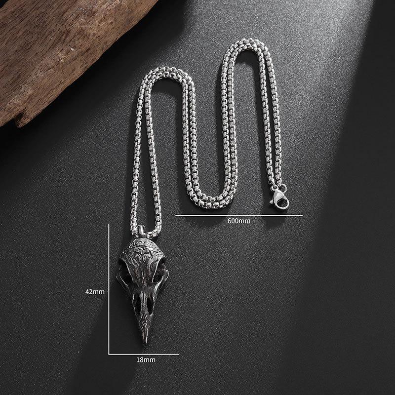 Viking Stainless Steel Carved Crow European and American New Titanium Steel Mens Pendant