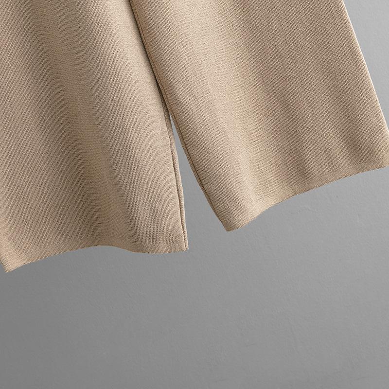 HNXC Fashion Set: Women's Sleeveless Striped Knitted Top, Two-piece High-waisted Straight-leg Wide-leg Pants