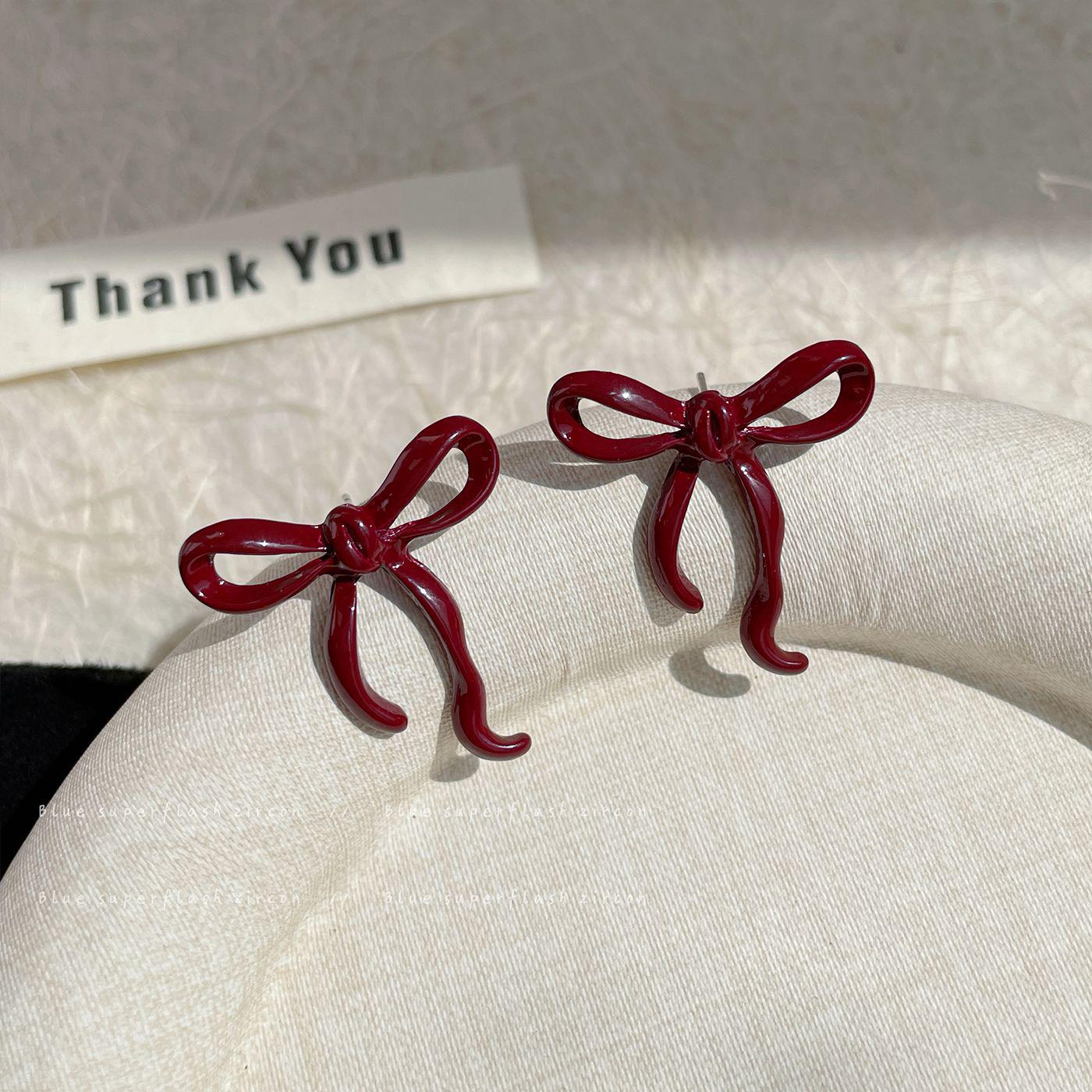 

Красные серьги-бантики в стиле ретро Анкола с серебряной иглой – Осенне-зимний темперамент высокого класса для женщин