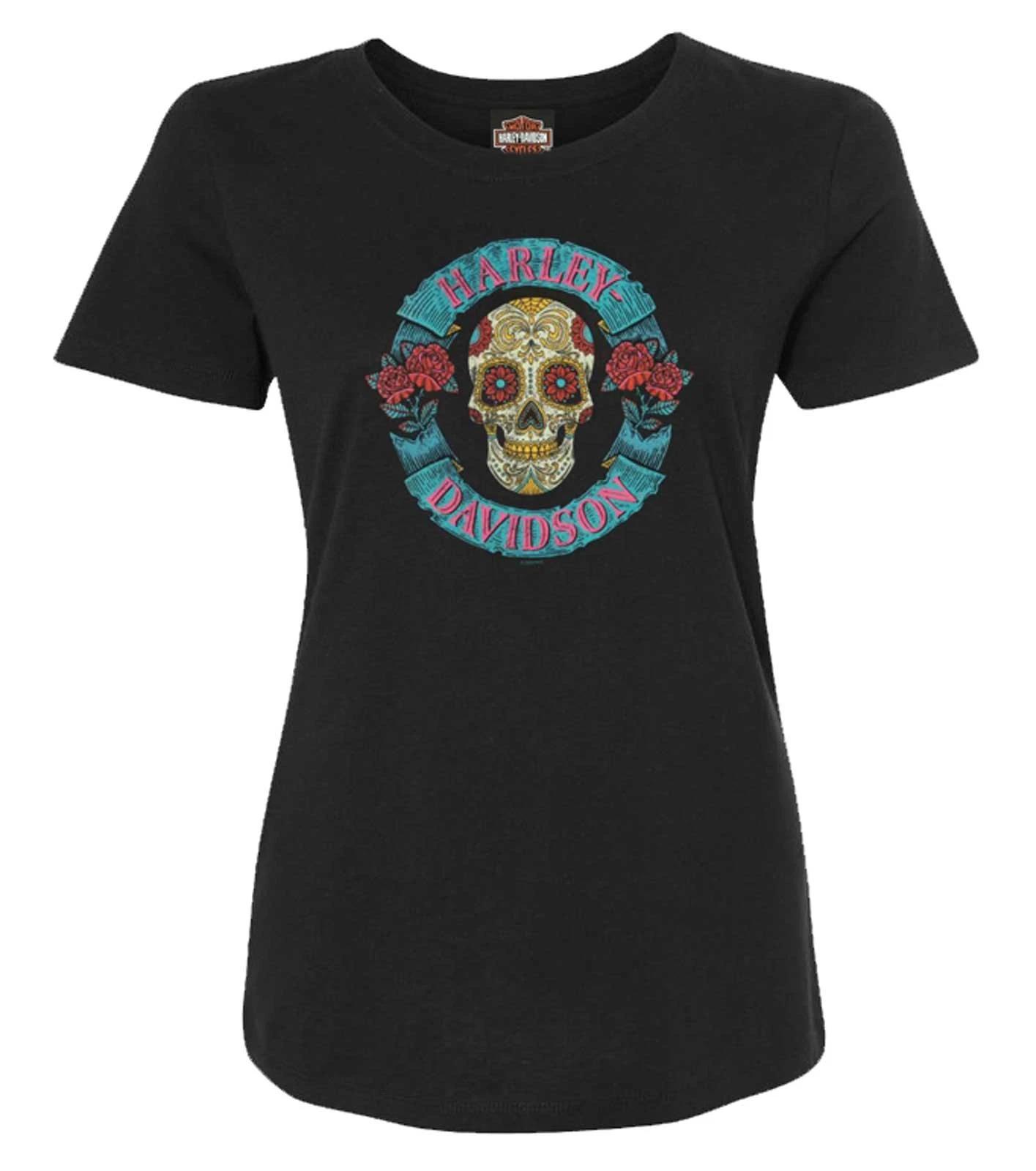 Harley-Davidson Women s Castle Sugar Crew-Neck Short Sleeve Tee, Black 4XL