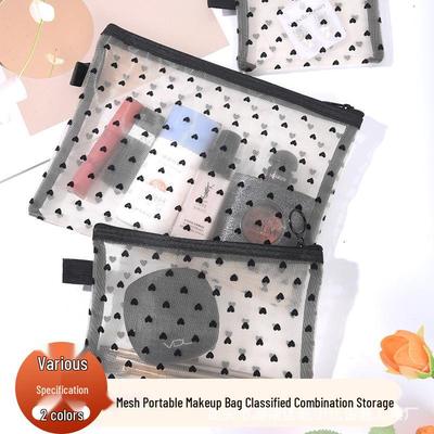 Large Capacity Transparent Mesh Cosmetic and Toiletry Bag - Portable Travel Storage