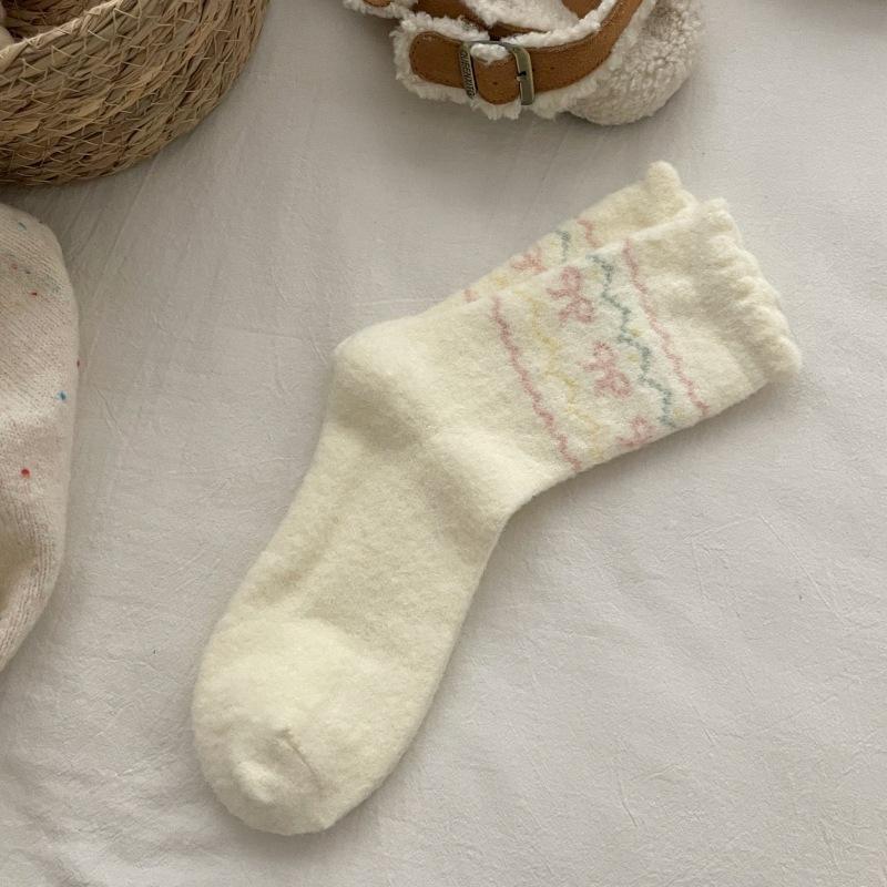 Australian Velvet Socks Female Cartoon Puppy Confinement Socks Thickened Warm Cute Home Floor Sleeping Socks
