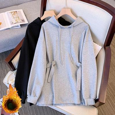 Sweatshirt for Women Oversize Hooded Fleece Thickened Loose Half-high Neck Casual Pullover Long Sleeve Winter Sweatshirt Top