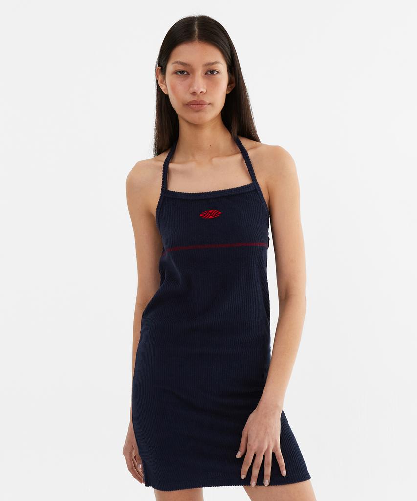 Minasu Slim Fit Halter Neck Terry Onepiece_Navy