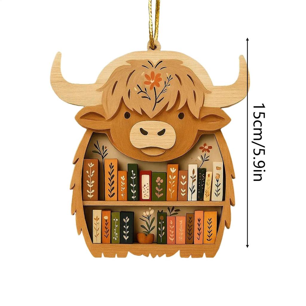 Book Lover Ornament Animal Wooden Cute Holiday Supplies Animal Bookshelf Ornament For Kids Adults Family Home Birthday Halloween