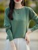Women's Round Neck Crochet Knit Sweater: Loose-Fit, Autumn/Winter Pullover Base Layer.