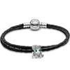 Pandora Moments Double Black Woven Leather Bracelet 590745cbk